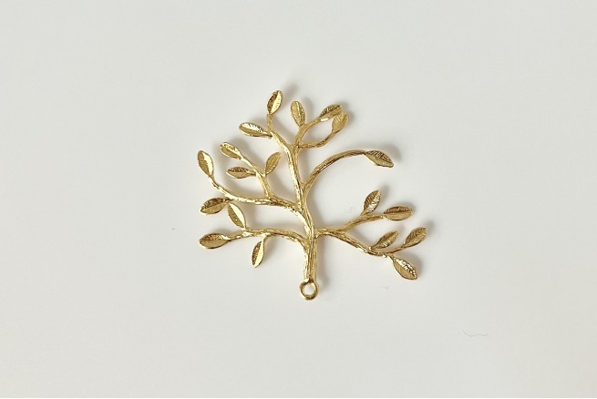 Pendentif branches et feuilles doré